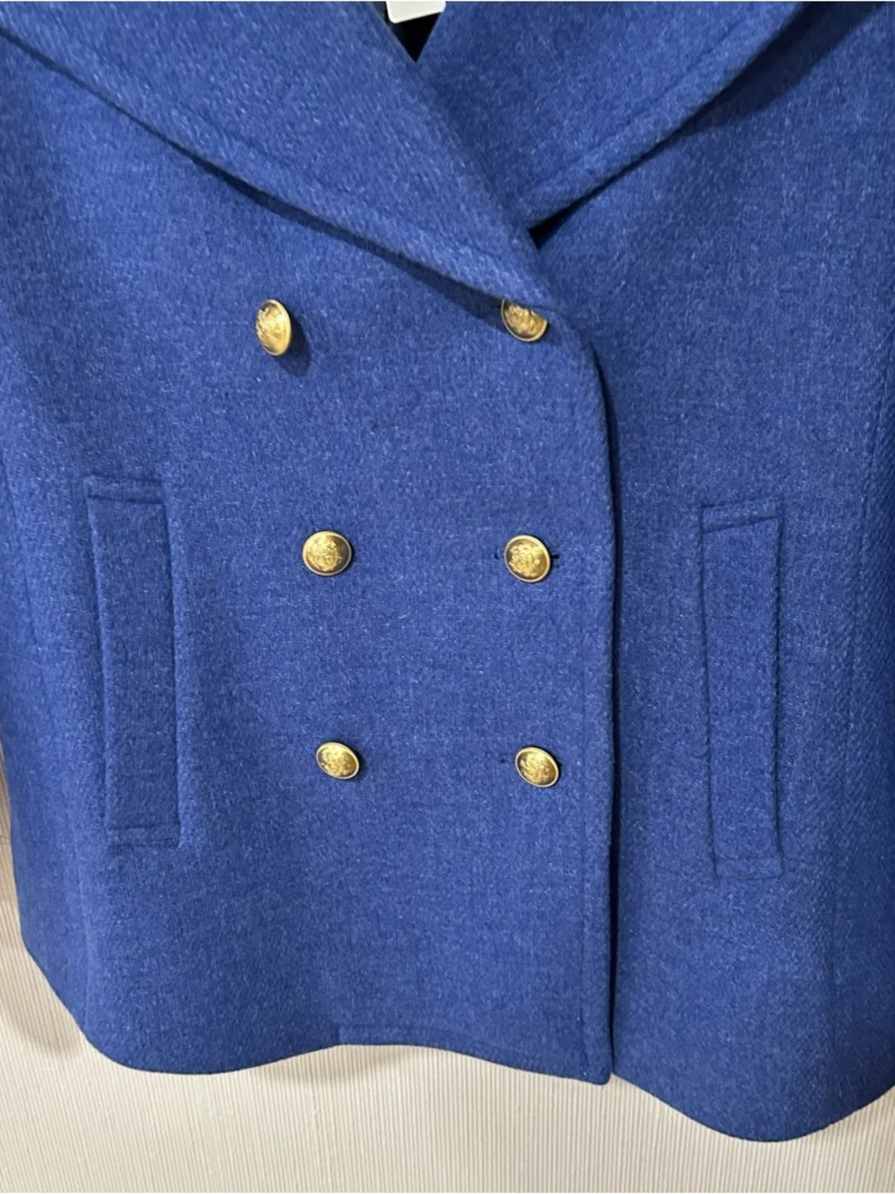 J.Crew women’s double breasted cobalt blue wool peacoat in size 14 nello gori - Picture 5 of 12